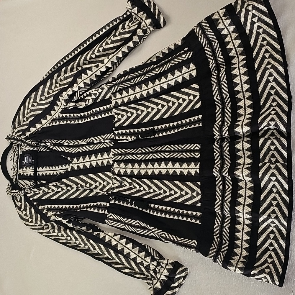 Anthropologie Dominique Tunic Dress in Black White Patterns XS